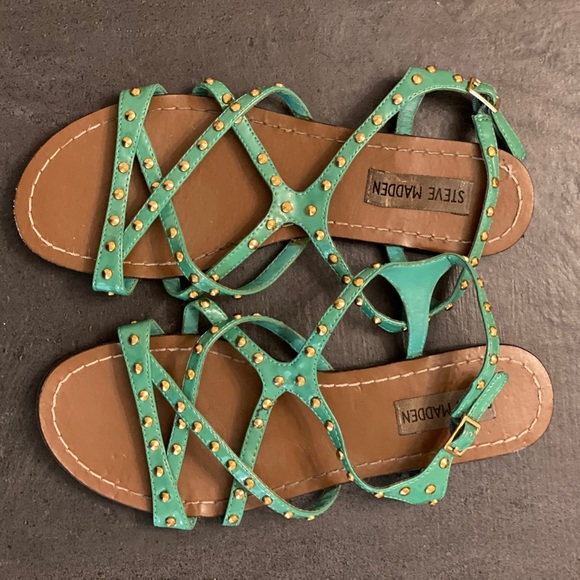 Steven Madden Mint and Gold stud sandals - Picture 2 of 3